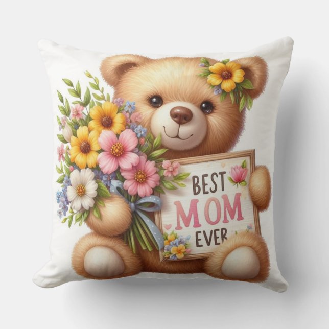 Coussin L'Oreiller Teddy Theddy "Meilleure Maman Jamais" (Recto)