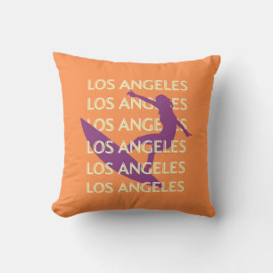 Coussin Los Angeles Travel Art, Californie, Voyage, Orange