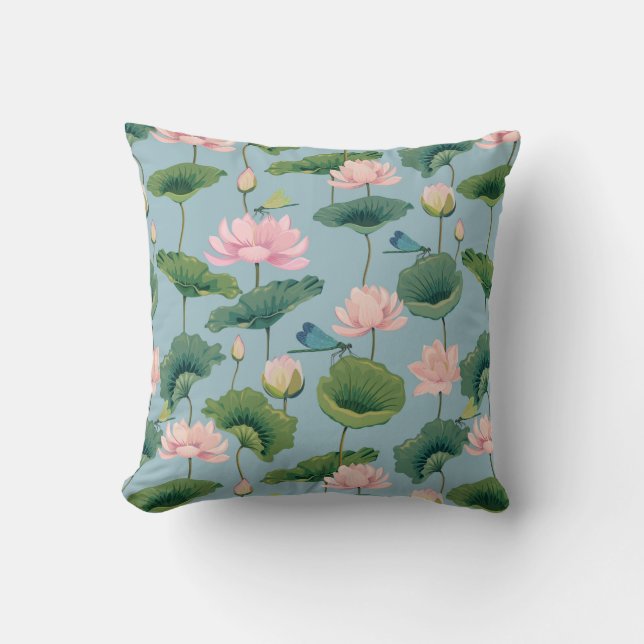 Coussin Lotus de style chinois et dragon (Recto)