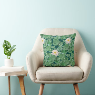 Coussin Lotus Lagoon Motif - Le Lotus Blanc