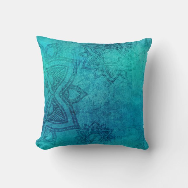 Coussin Lotus texturé bleu (Recto)