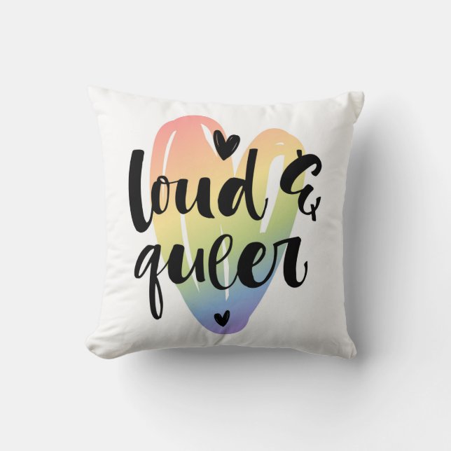Coussin Loud et Queer| Coeur aquarelle (Recto)