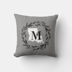 Coussin Louisiana Rustic Wreath Monogram Jeu d'oreiller