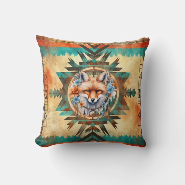 Coussin Loup amérindien (Recto)
