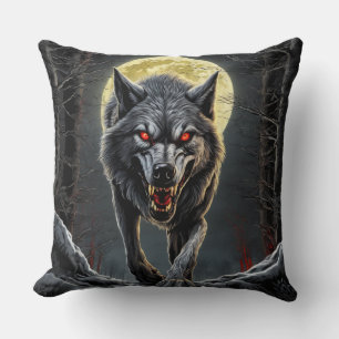 Coussin Loup assoiffé de sang