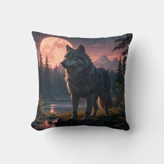Coussin loup de rêve dans la forêt Jaillir l'oreiller