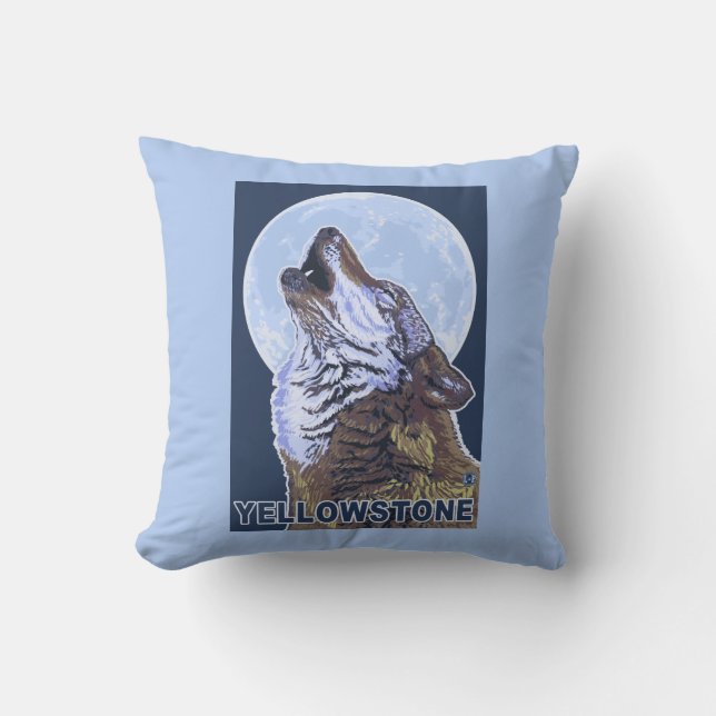 Coussin Loup de YellowstoneHowling (Recto)