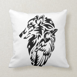 Coussin Loup et corbeau