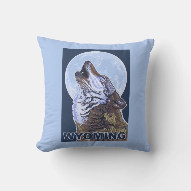 Coussin Loup gris HowlingWyoming (Recto)