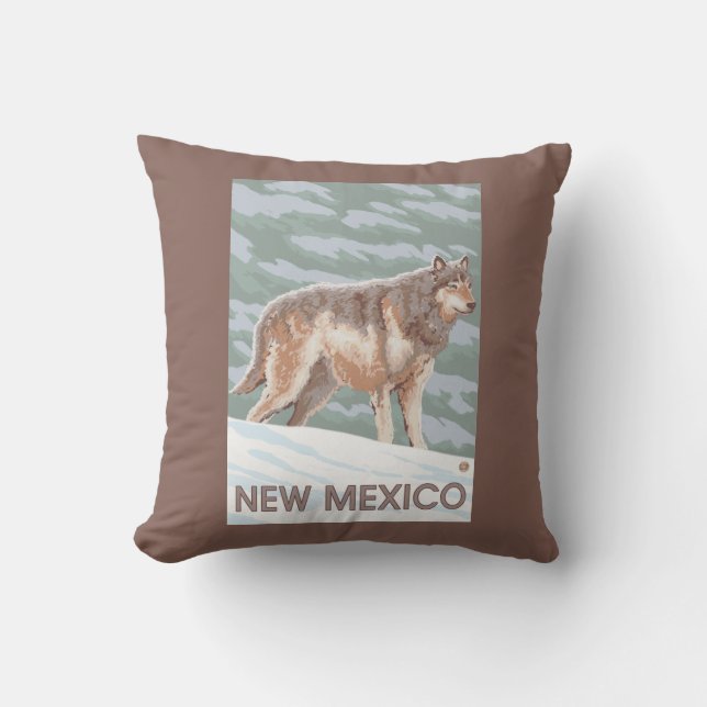 Coussin Loup gris StandingNew Mexique (Recto)