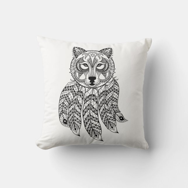 Coussin Loup inspiré avec Dreamcatcher (Recto)