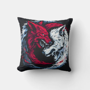 Coussin Loup lunaire double sauvage