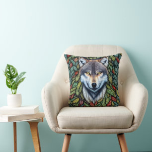 Coussin Loup prédateur de la forêt sauvage