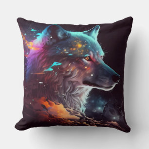 Coussin Loup solitaire