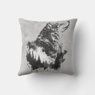 Coussin Loups intenses Loups Nature animale Faune