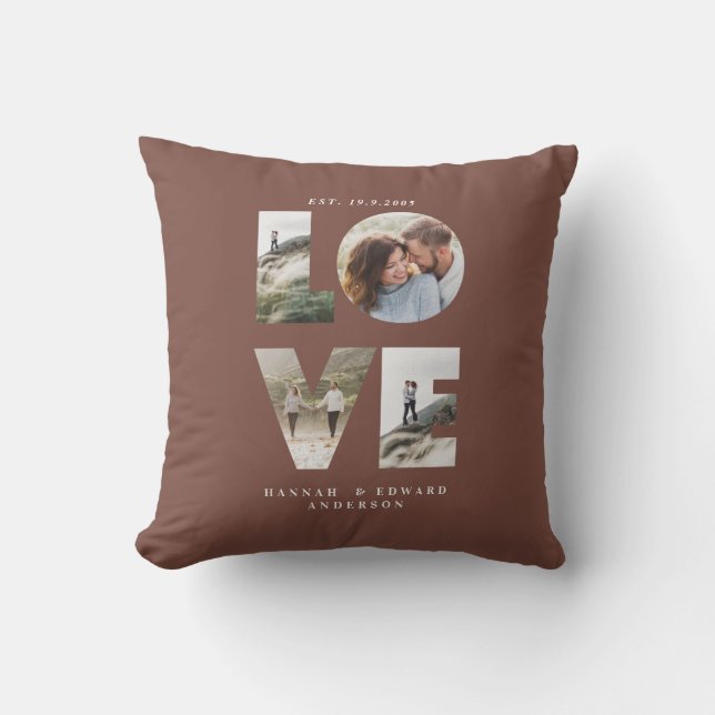 Coussin Love 4 photo simple moderne cadeau personnalisé (Recto)