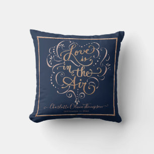Coussin Love Baby Girl Marine Rose Gold Script Typographie