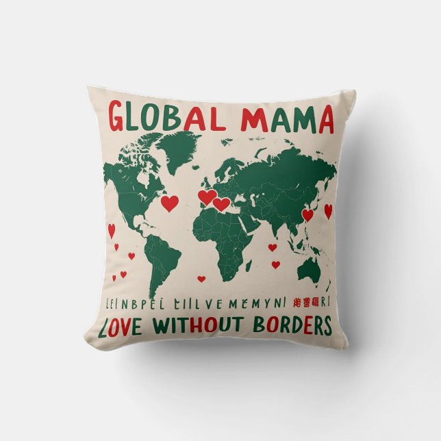 Coussin Love Beyond Borders : World Map Mama & Me Design (Recto)