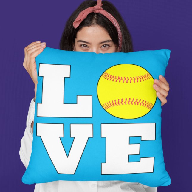 Coussin LOVE Fastpitch Softball Custom Softball Player (Créateur téléchargé)