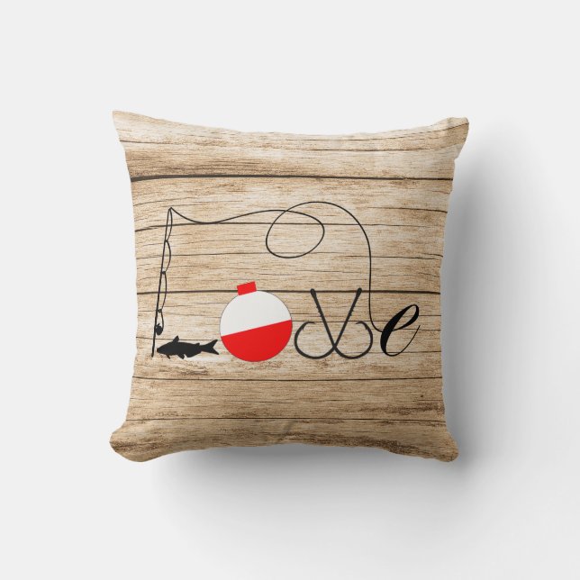 Coussin Love Fishing Vintage Wood (Recto)