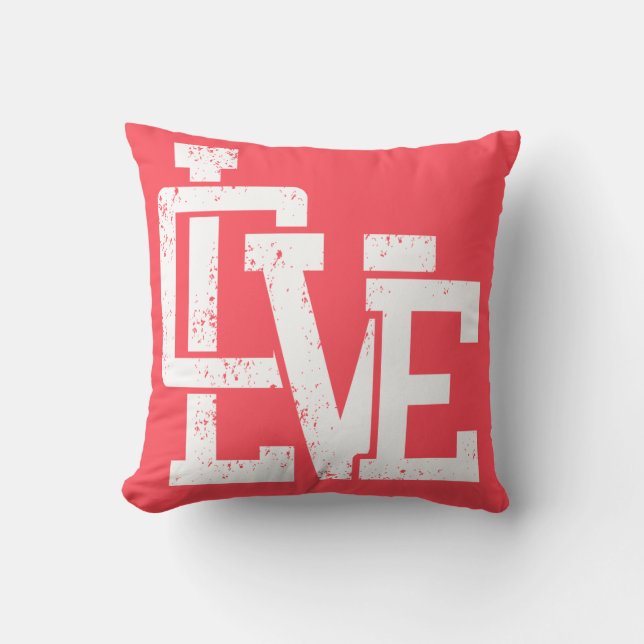 Coussin Love grunge élégant design typographique en rouge. (Recto)