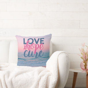 Coussin Love Hope Cure Pastel Beach Sunset peint à la m