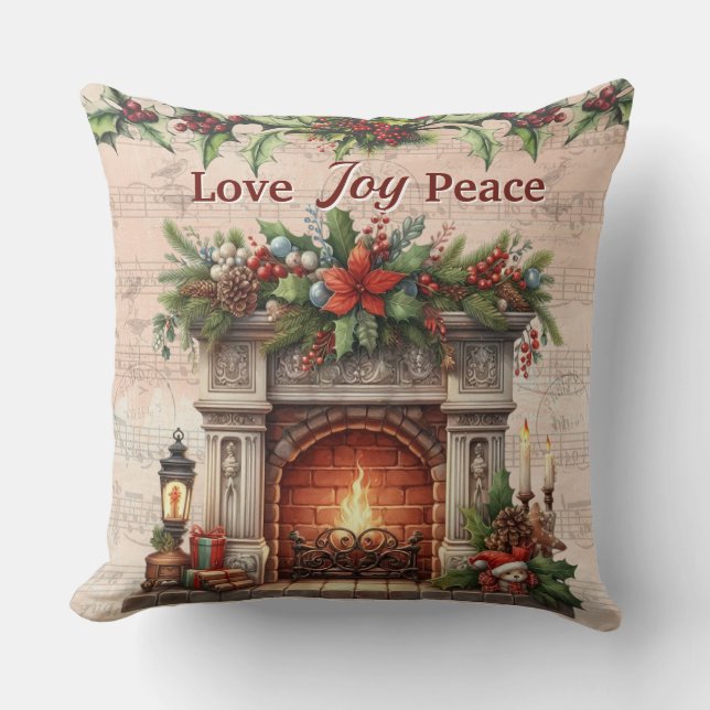 Coussin Love, Joy, Peace Throw Pillow (Recto)