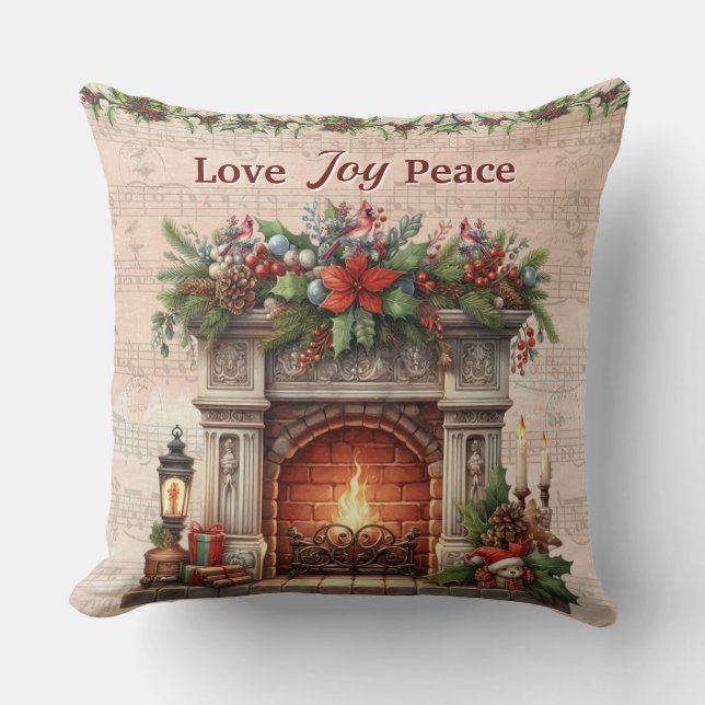 Coussin Love, Joy, Peace Throw Pillow (Recto)