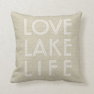 Coussin LOVE LAKE LIFE nom de lac personnalisé