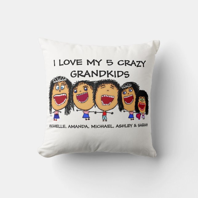 Coussin Love My Five Grandchildren Cartoon (Recto)