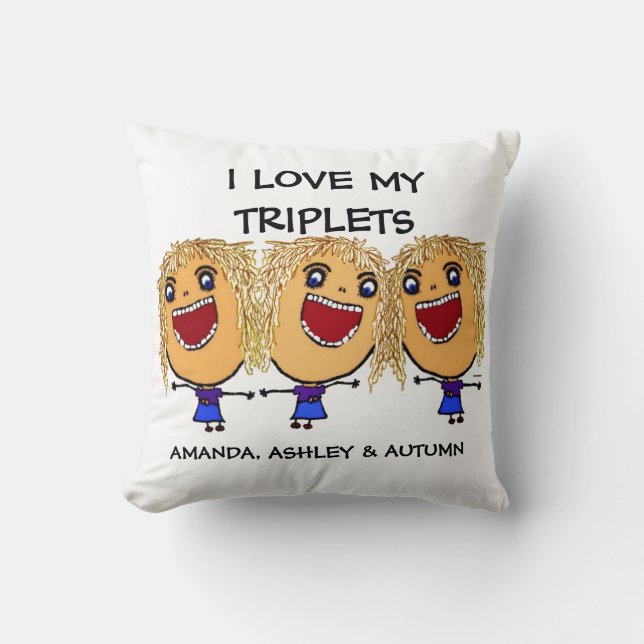 Coussin Love My Triplets Cartoon (Recto)