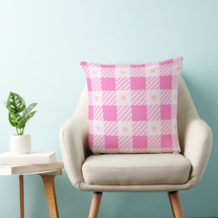 Coussin Love Plaid Collection rose moderne