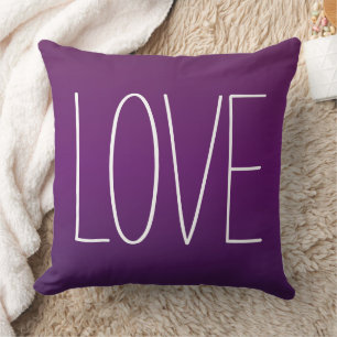 Coussin Love Purple Moderne Typographie Simple
