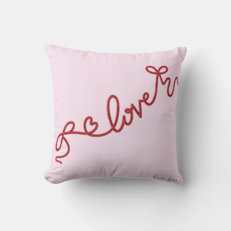 Coussin Love Ribbon Typography Decorative Throw Pillow