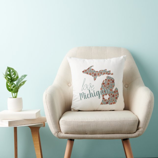 Coussin Love The Home State Of Michigan Poppies Floral (Chaise)