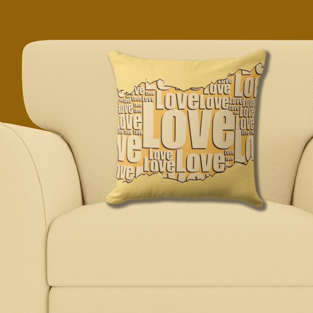 Coussin Love Yellow Typography Motif (Love Yellow Typography Pattern Throw Pillow)