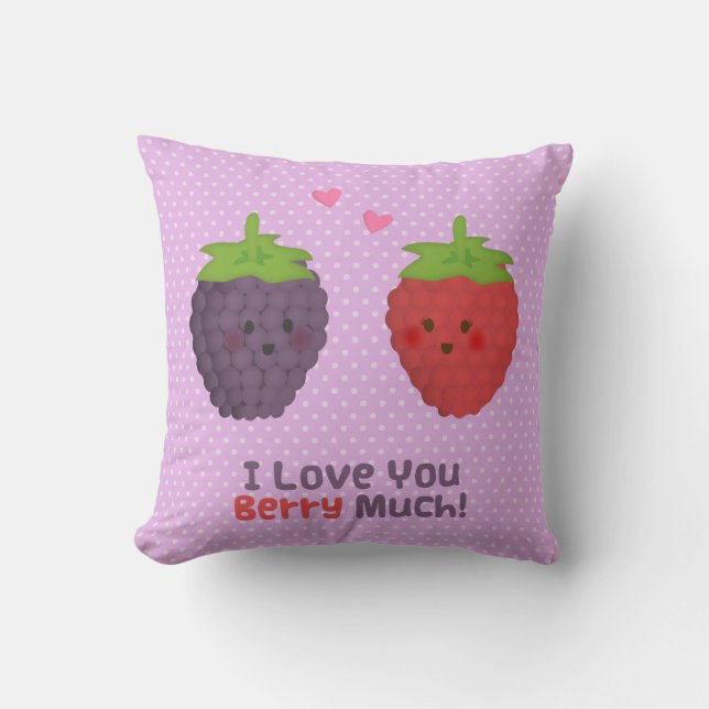 Coussin Love You Berry Beaucoup de Valentines Pun (Recto)