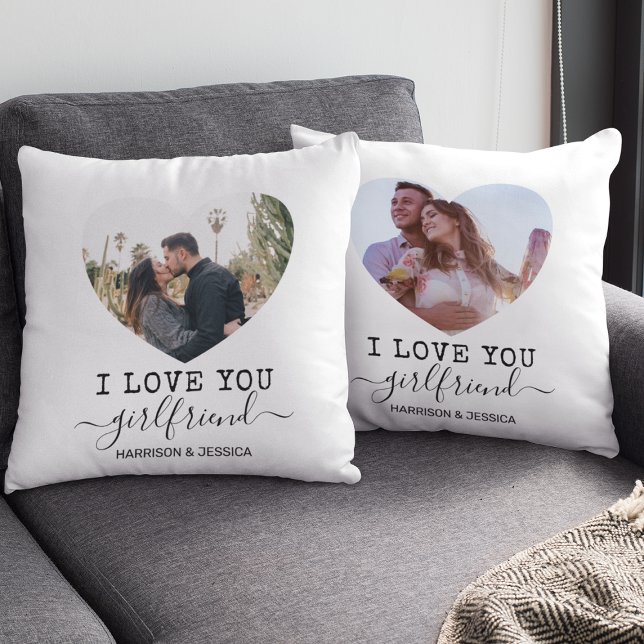 Coussin Love You Girlfriend heart Photo (Créateur téléchargé)