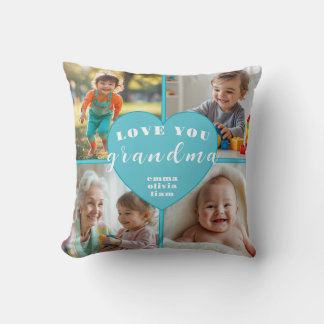 Coussin Love You Grand-mère Photo Collage Coeur Jeter Orei