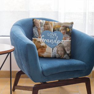 Coussin Love You 'Grand-père' Photo personnalisée Collage 
