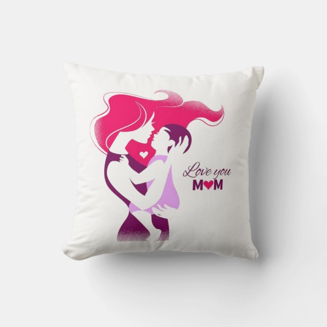 Coussin Love You Mom - Conception de la Fête des Mères mig (Recto)