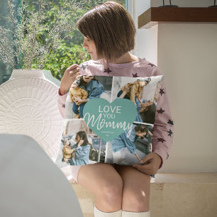 Coussin Love You 'Mommy' Custom Photo Collage Coeur
