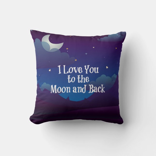 Coussin Love You to the Moon and Back, Blue Indigo (Recto)