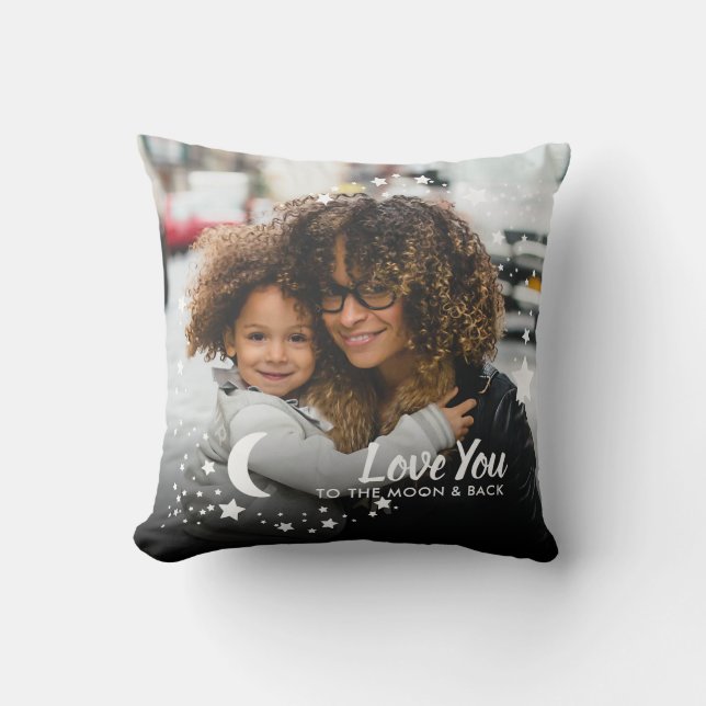 Coussin Love You to the Moon Stars Fête des mères 2 Photo (Recto)