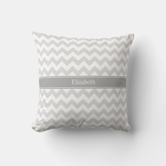 Coussin Lt Grey What Chevron Grey Nom Monogramme (Recto)