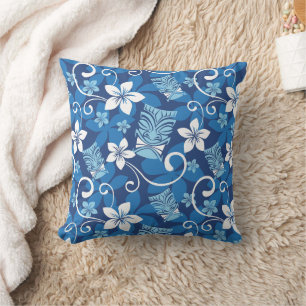 COUSSIN LUAU TIKI MOTIF (BLEU CLAIR) JETER PILLOW