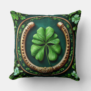 Coussin Lucky Horseshoe et Clover Design