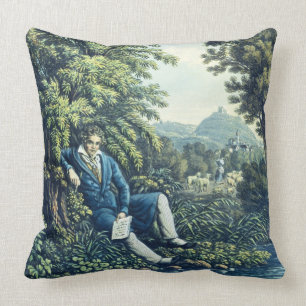 Coussin Ludwig van Beethoven par une rivière (engravin