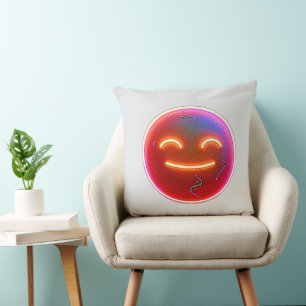 Coussin Lueur de Joie : Émoticon Numérique