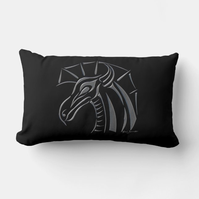 Coussin Lumbar de Dragon (argent) (Recto)